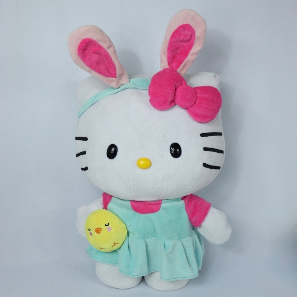 2016 Hello Kitty Sanrio Gemmy Easter Greeter Blue Bunny Ears 24" RARE - READ